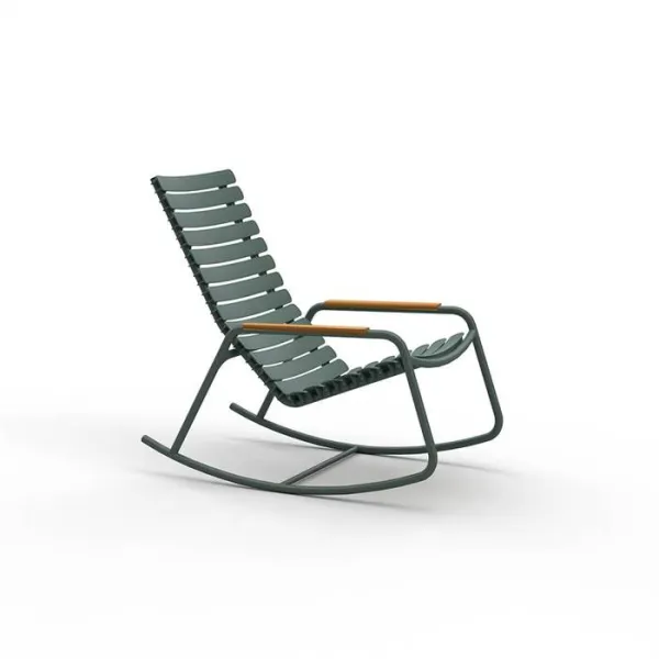HOUE ReCLIPS gyngestol i genbrugsplast m. Bambus - Olive Green